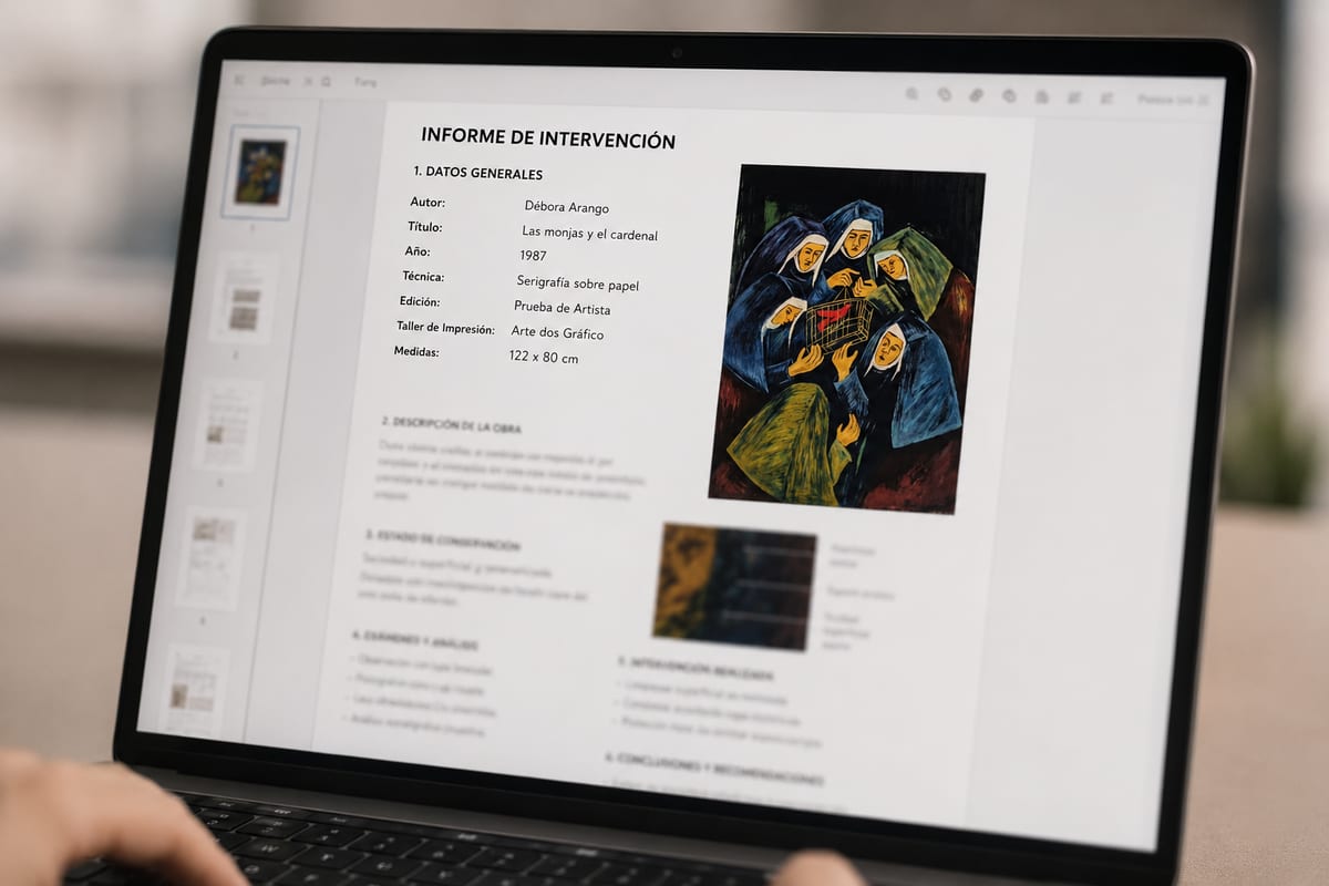 Informe técnico de intervención desplegado en pantalla.